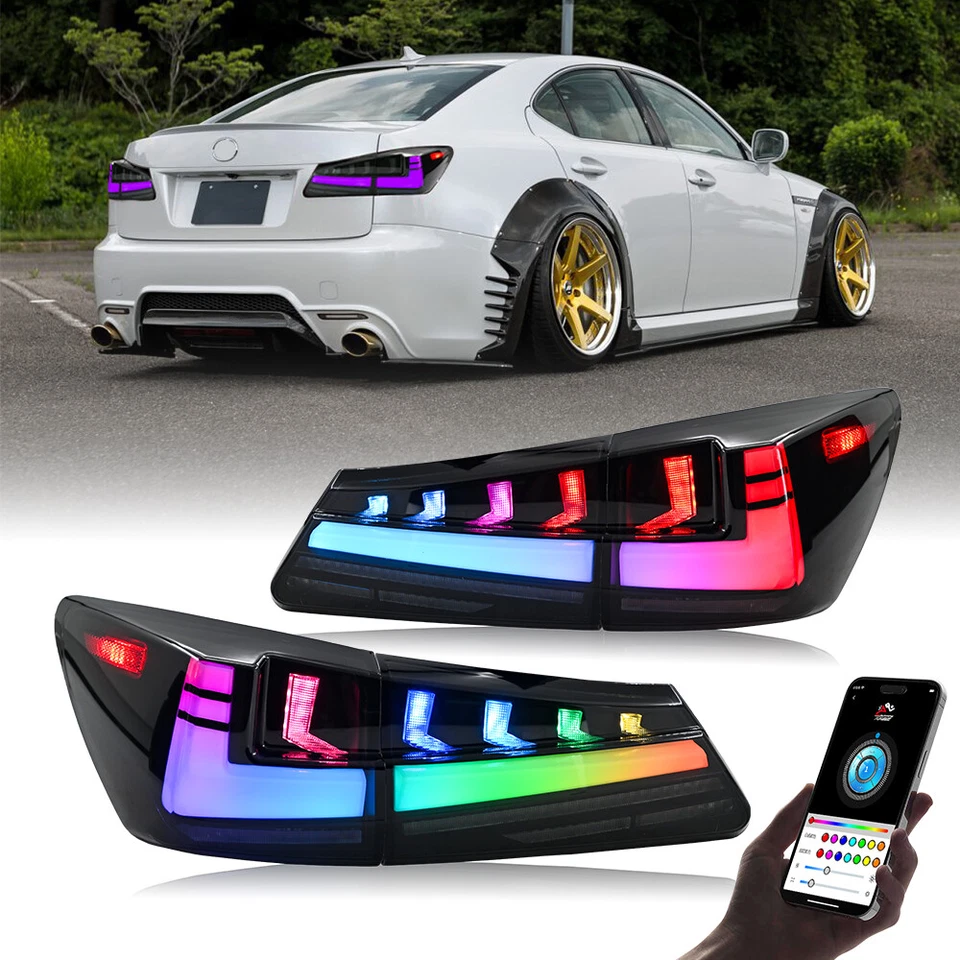 Par de luces traseras LED RGB para Lexus IS250 IS350 ISF 2006-2013 animación Foto 2 de 4