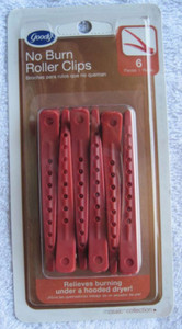6 Goody Mosaic Plastic No Metal Burn Roller Clips Red 2006 Hair Curl Style Salon