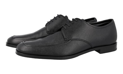 PRADA SAFFIANO DERBY DRESS SHOES 2DB192 BLACK LEATHER NEW US 8 EU 41 41,5