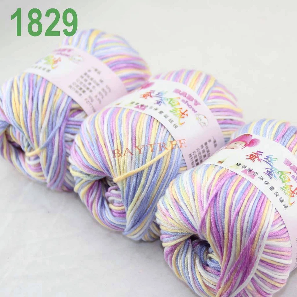 SALE 3 balls x50gr Cashmere Silk velvet Hand Knitting baby Yarn blue Violet 1829 - Image 2 of 4