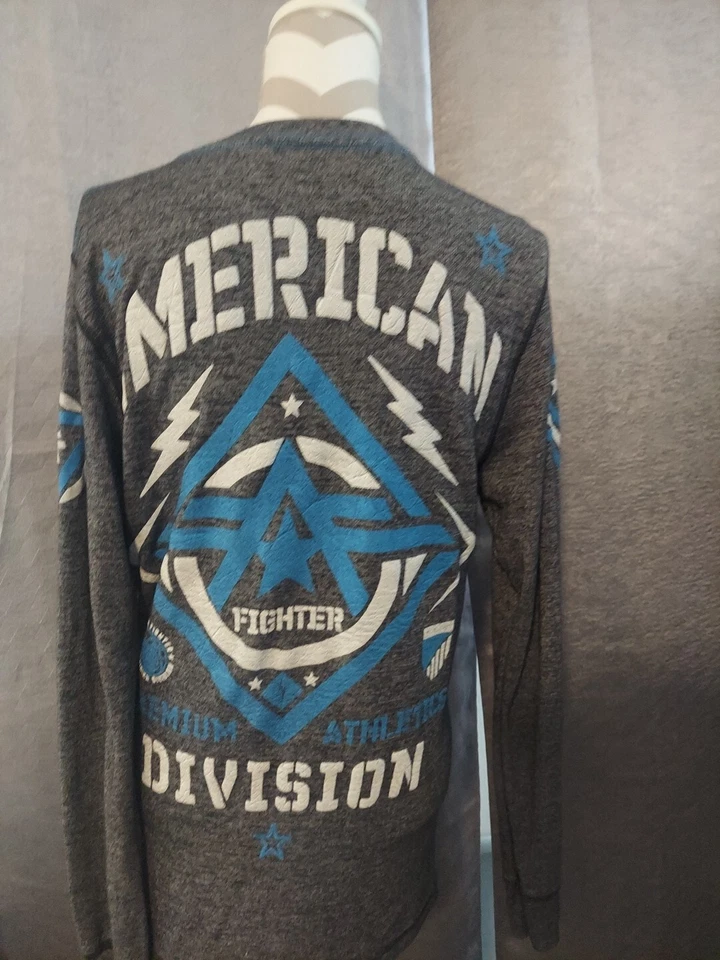 2 American Fighter Shirt Sz LARGE Blue & black Waffle Knit Thermal MMA Martial - Image 4 of 4