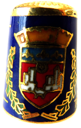 Dé à coudre de collection email Thimble - TOULOUSE BLASON FOND BLEU - Picture 2 of 3