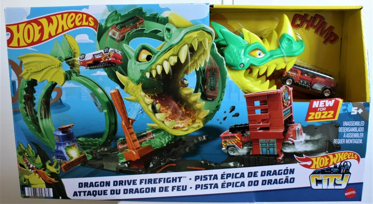 Mattel City Hot Wheels Dragon Drive Firefight Track Playset