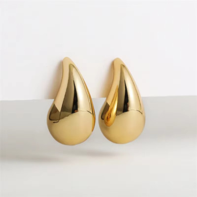 Large Water Drop Geometric Earrings Gold Plated Minimalist Classic Big 