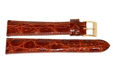 Genuine Crocodile XL Cognac Brown Gold Buckle Watch Band Strap Handmade In Italy