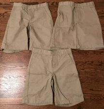 3 pair Boys Men's 27 shorts lot khaki uniform school apparel adjustable waist