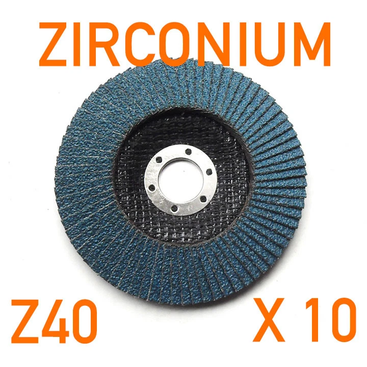 10 x Pack 125mm (5") x 22.2mm Zirconium Flap Discs Angle Grinder 40 GRIT Z40