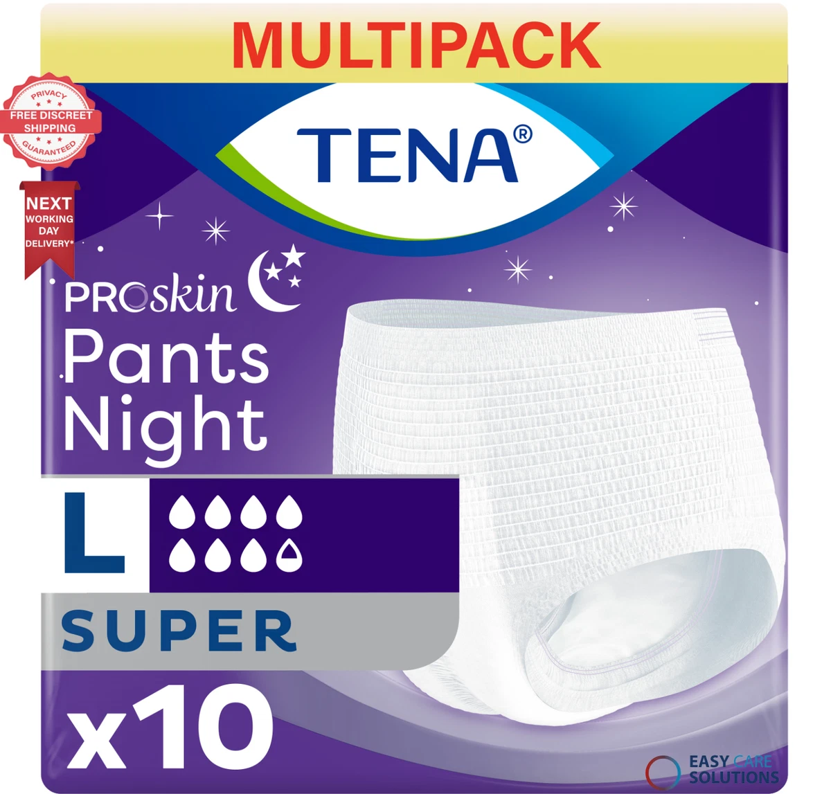 TENA Lady Silhouette Pants Night - Large - 3 Packs of 5 - For Bladder  Weakness