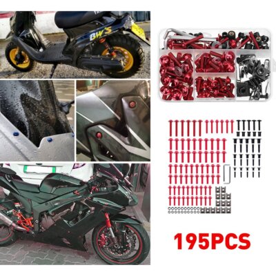 Red Motorcycle Fairing Bolt Kit Body Screw Set Replace Accessories Aluminium USA
