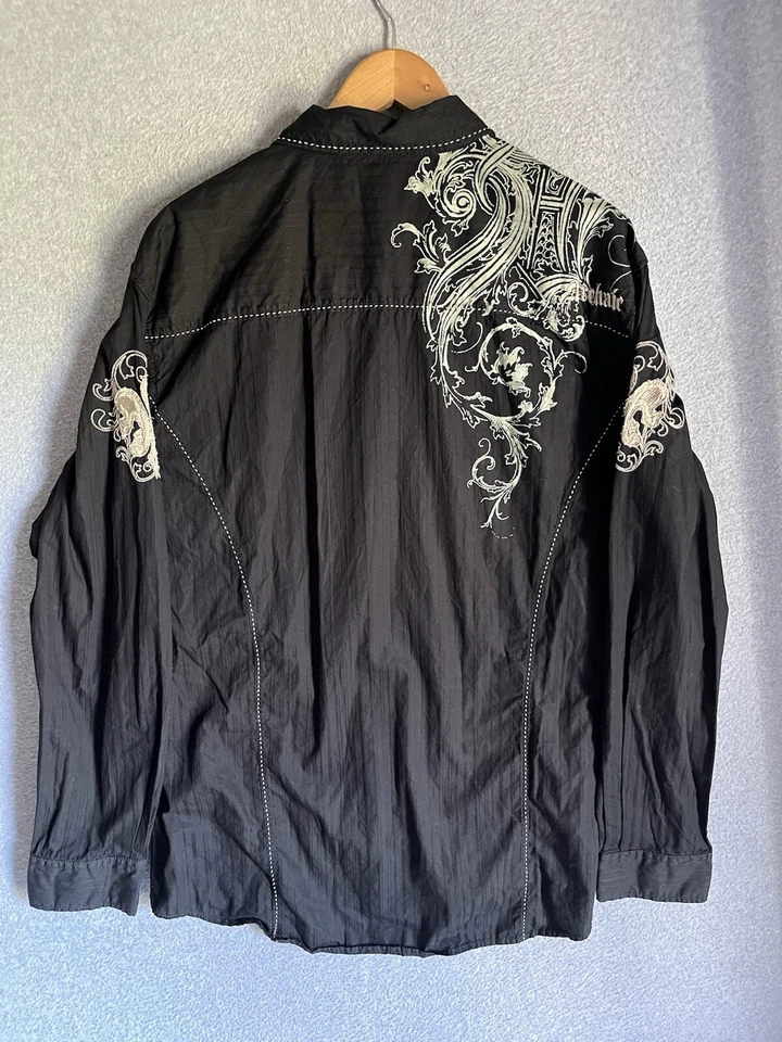 Camisa Arcaica De Colección Y2K Gótica Grunge Manga Larga Para Hombre 2X Bordada Foto 2 de 4