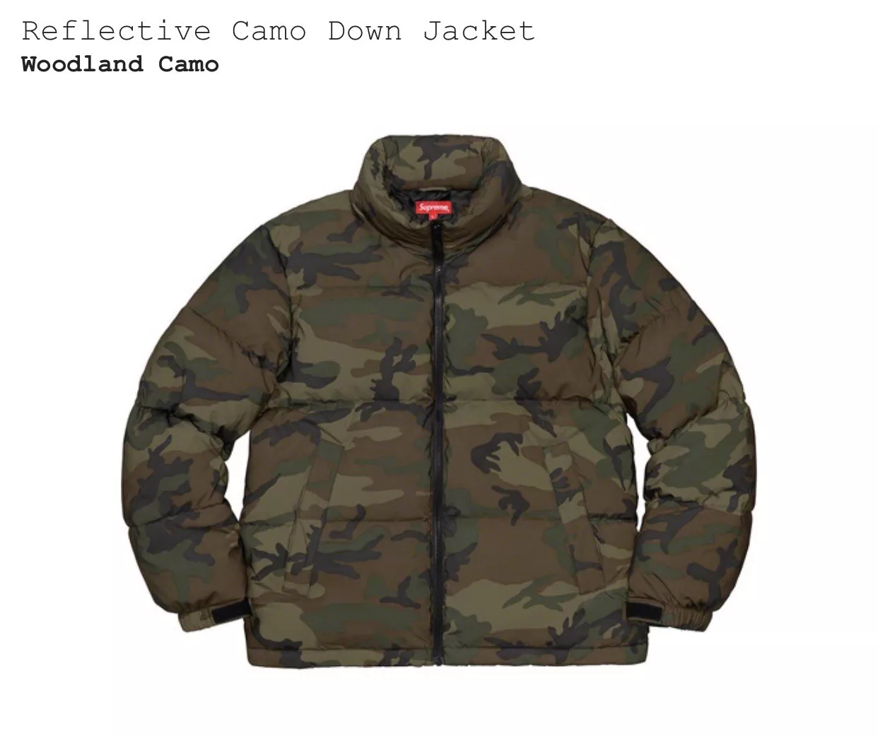 Doudoune camouflage réfléchissante Supreme FW18   M   Woodland