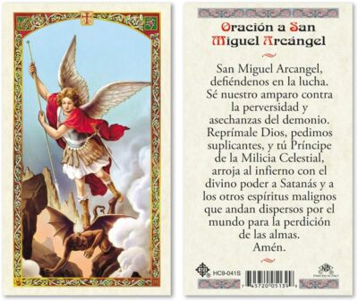 Oracion a San Miguel Arcangel Laminated Prayer Cards - Pack of 25- in Spanish