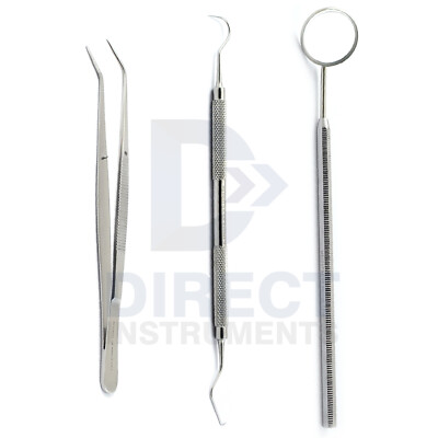 Dental Examination Diagnostic Set Mirror Teeth Cleaning Explorer Hygiene Tweezer