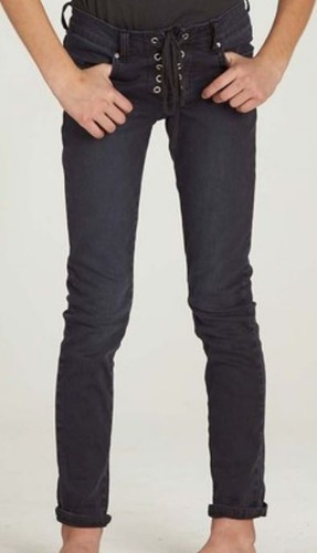 Billabong Side to Side Jeans NWT Lace Up Pants Sz K5,K6X,K7,K10,K12 Girls Slim - Picture 2 of 9