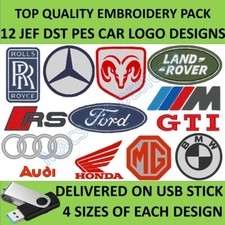 Auto Logos Abzeichen PES Designs Ford Bentley 106 Maschine Stickerei auf USB STICK