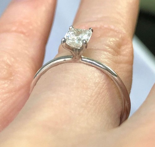 0.56 Ct Radiant Solitaire Diamond Engagement Ring 14k White Gold - Picture 7 of 8