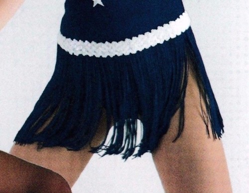 Dance Costume Navy Fringe Skirt stretch sequinwaist ch/adult szs Wolff Fordg - 第 1/5 張圖片