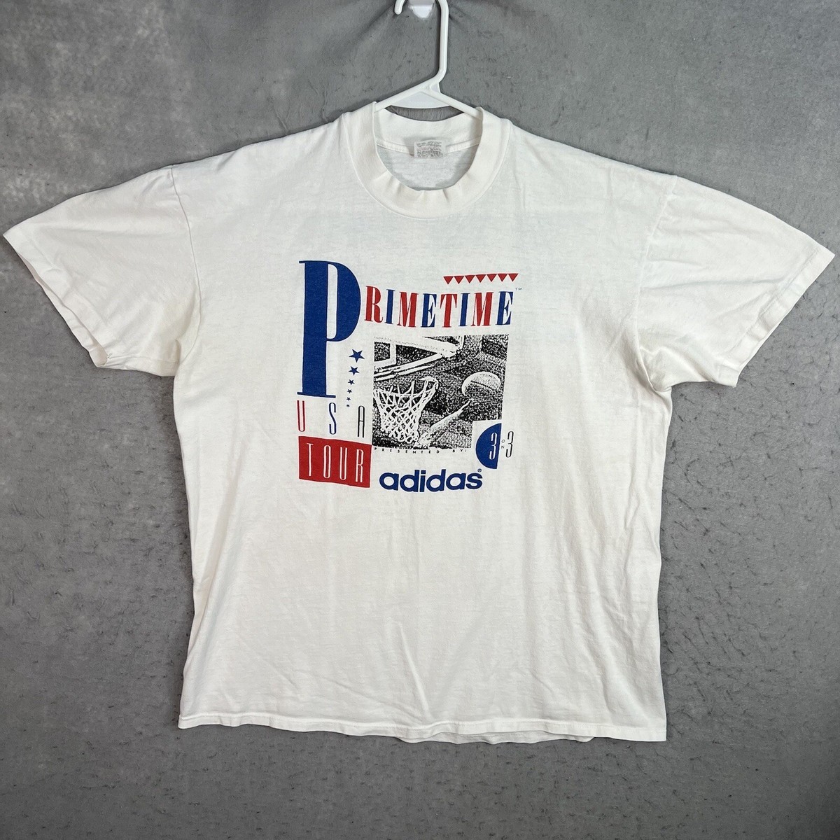 Vintage 90s Adidas Primetime 3 On 3 USA Tour T Shirt Adult XL 