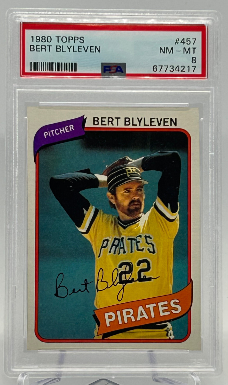 1980 Topps #457 Bert Blyleven Card. PSA Graded 8 NM-MT