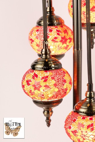 Moroccan Turkish 5 Globe Table Lamp Mosaic Tiffany - Picture 12 of 18