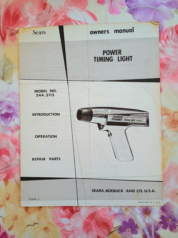 Vintage Sears Power Timing Light Model 244.2115 Owners Manual Operation Repair