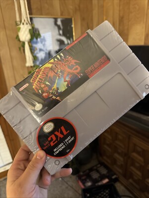 2018 THINKGEEK NINTENDO SUPER METROID TSHIRT 2XL GAME CARTRIDGE SNES BOX ART