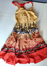 Cassee’s Halter Dress Size M braided Racer Back, Fit Flare, yellow red