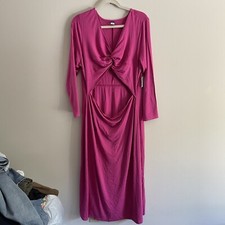 Old Navy Women XXL Raspberry Tart Fit & Flare Twist-Front Cutout Midi Dress NWT