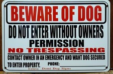 Metal Beware of Dog Sign For FENCE , 8"x12" No Trespassing Made in USA