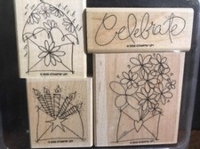 Stampin' Up Send A Celebration Rubber Stamp Set Birthday Flowers Celebrate