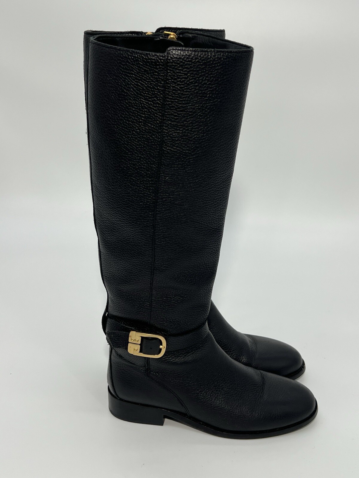 Tory Burch Brooke 25 MM Womens 7.5M Knee High Black Tumbled Leather Riding Boots
