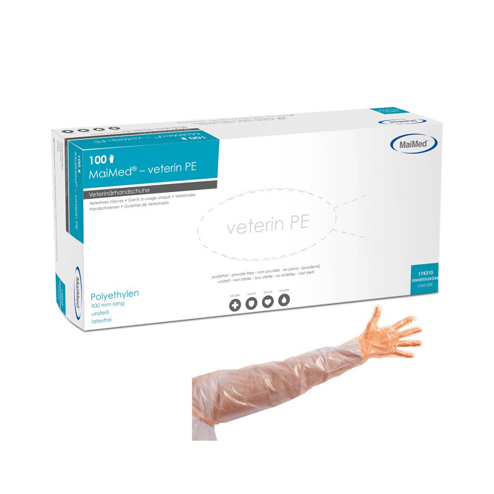 Veterinärhandschuhe 100 Stück extra lang 90 cm schulterlang Einweghandschuhe