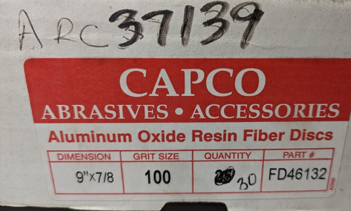 CAPCO 30 Psc 9" x 7/8" Aluminum Oxide Resin Fiber Sanding Grinding Disc 100 Grit - Picture 4 of 4