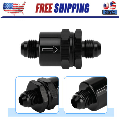 6AN Non Return One Way Inline Check Valve Fitting Aluminum-Black