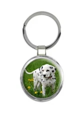Gift Keychain : Dalmatian Pet Animal Puppy Dog Cute Funny Flowers