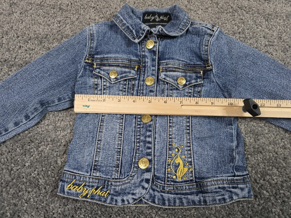 Chaqueta Jean Baby Phat Niñas 4T Azul Dorado Hip Hop Street Wear Y2K Foto 4 de 4