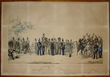 Stampa antica risorgimento armata sarda 1844 savoia esercito italia litografia