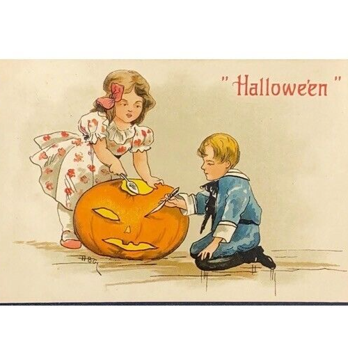 HALLOWEEN CHILDREN CUT JOL PUMPKIN FACE. HBG (GRIGGS) USED 1909…. - Picture 1 of 3