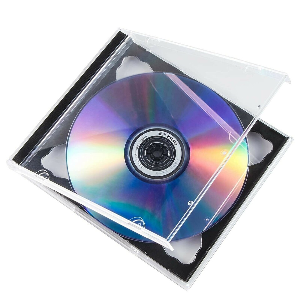 10 CD-Hüllen Standard 10,4 Mm - Doppelfach, Klarsicht, Mit Schwarzer Ablage, Für CDs & DVDs