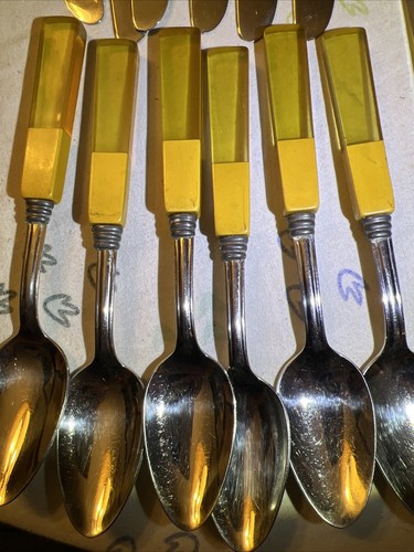 Vintage Bakelite Stainless Steel Kitchen Utensils 24 Pieces Set Great Color - Picture 3 of 13