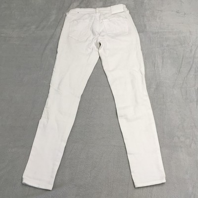 True Religion Jeans Damen 28x29 Weiß Denim Mid Rise Super Skinny W28 L29