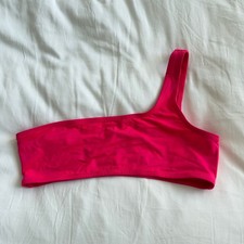 Milly Cabana Hot Pink One Shoulder Bikini Top Size P