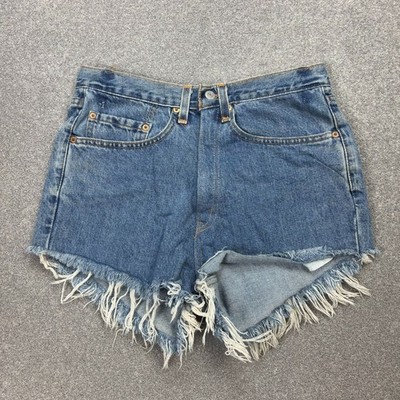 Levis Denim Shorts Damen W28 Blau 550 Jorts Mom Red Tab Medium Wash USA Ladies*