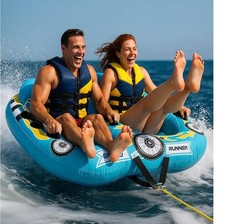 Serenelife Inflatable Towable Tube for Boating 2 Person 4500lbs Pulling Capacity