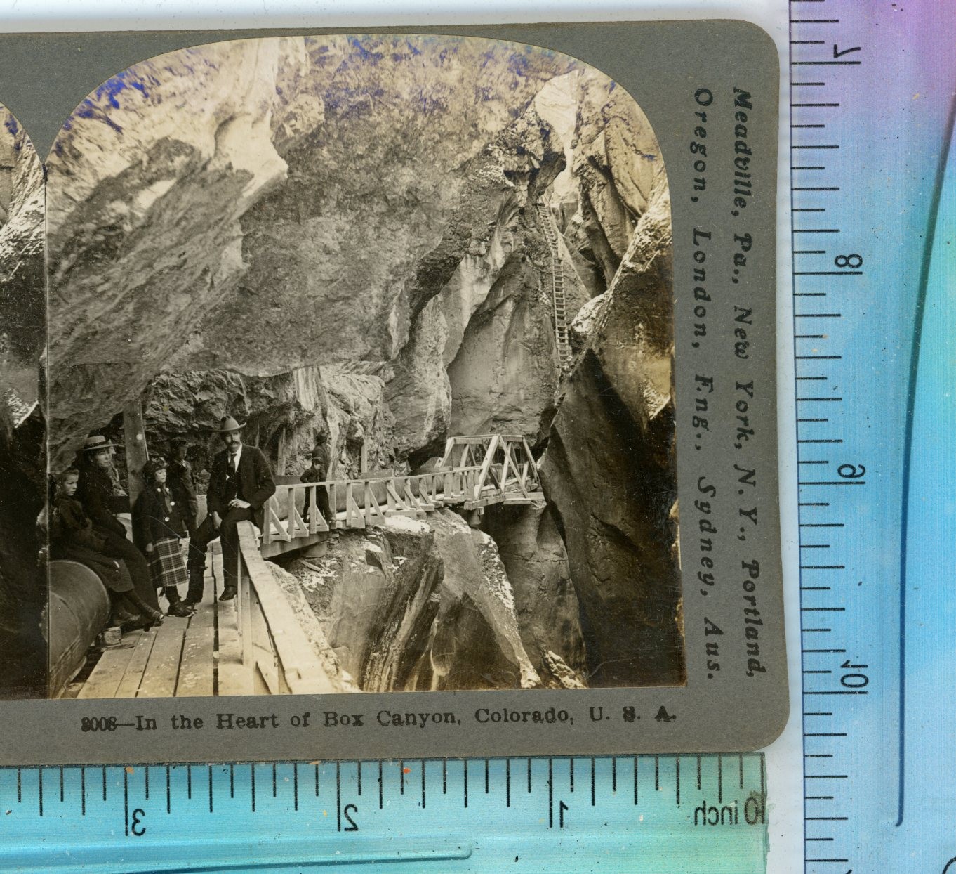 In The Heart of Box Canyon Railing CO Colorado Keystone Stereoview