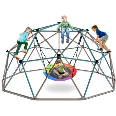 Hapfan 10ft Climbing Dome with Saucer Swing Jungle Gym Outdoor Swingset for Kids