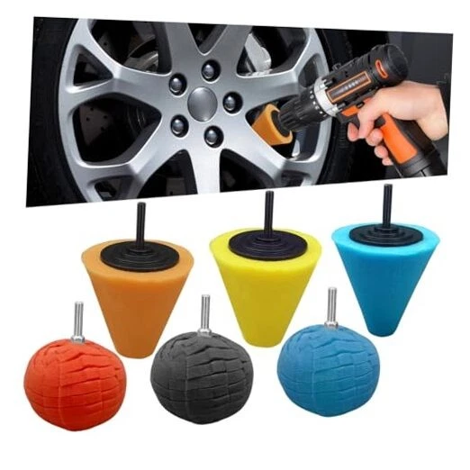 6PCS Car Drill Buffing Polishing Sponge Pads for Wheel Hub Cleaning - Colorful - Picture 1 of 7