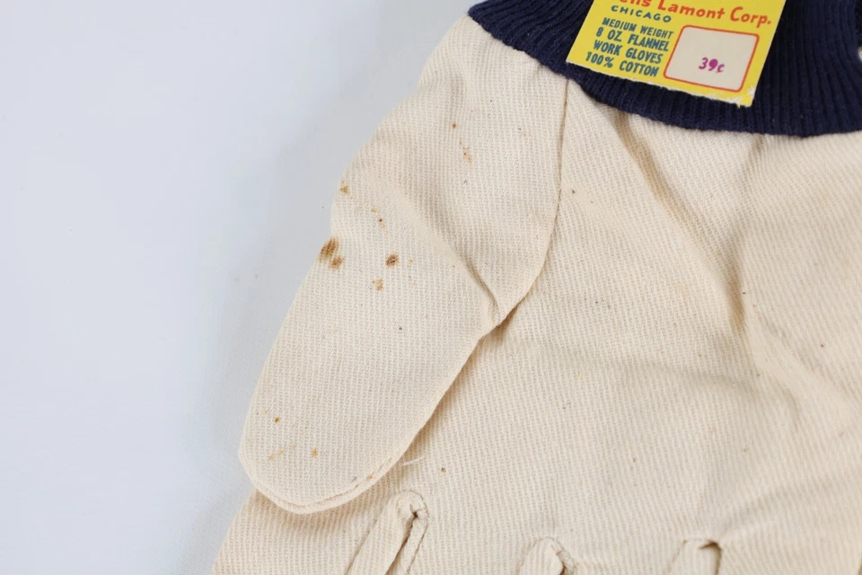 Guantes de Trabajo Deadstock De Colección Años 30 40 Wells Lamont Corp Azul Top 8 OZ Franela EE. UU. Foto 3 de 4
