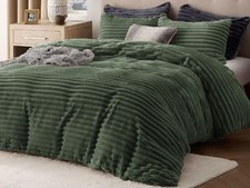BEDSURE QUEEN SIZE DUVET COVER 2 PILLOWCASES FLUFFY DUVET COVER SET GREEN