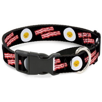 Plastic Martingale Collar Bacon & Eggs Black WIDE-Small 13-18'' (US IMPORT)